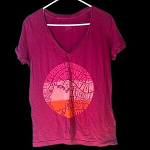 Fossil Women's V-Neck Tee - Purple and Orange